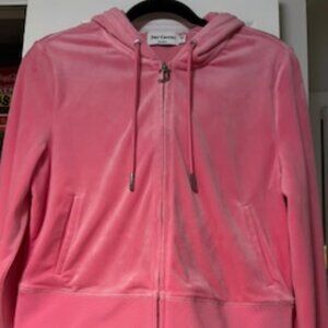 NWOT Iconic Bubblegum Pink Juicy Couture Big Bling Velour Hoodie Size L
